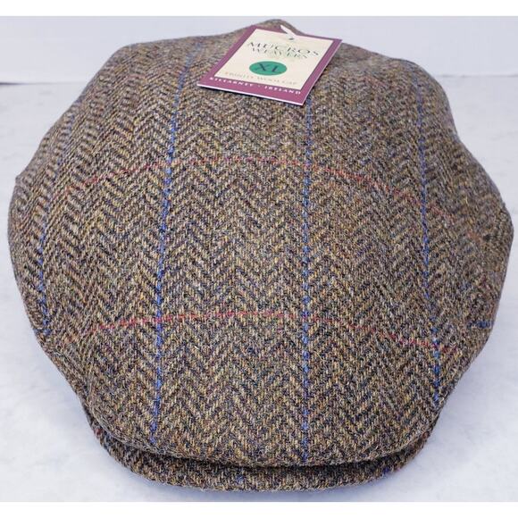 NWT MUCROS WEAVERS Trinity Wool Newsboy Flat Cap Herringbone Irish Tweed in XL - Picture 4 of 12